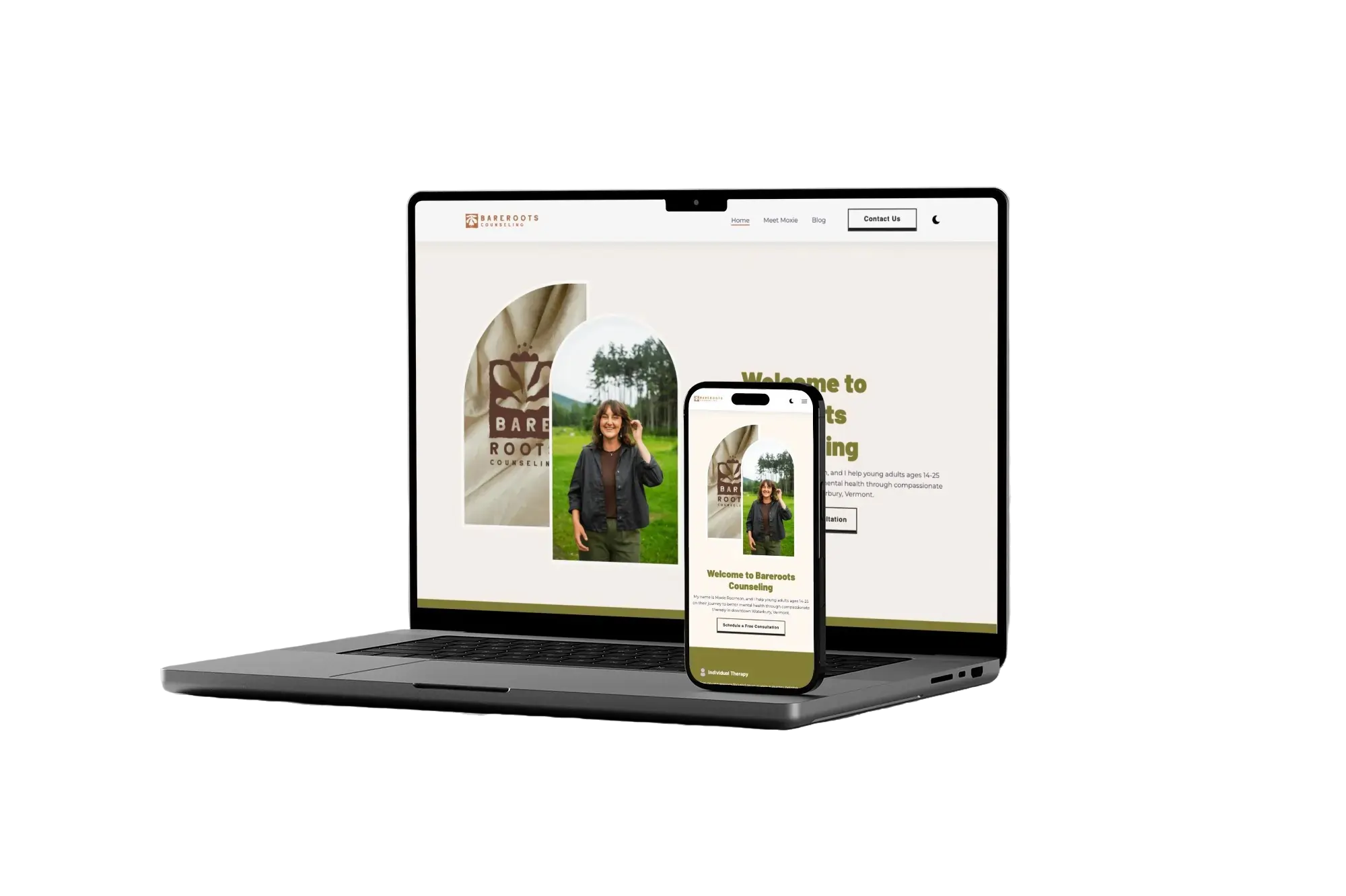 Bareroots Counseling website preview