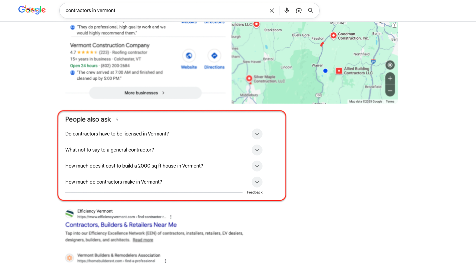 Example of Google's "People Also Ask" section.