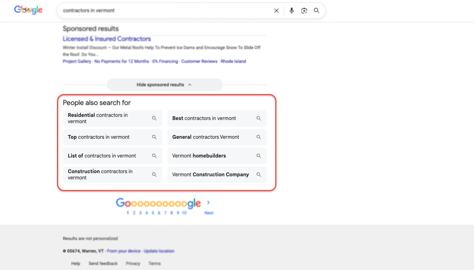 Example of Google's "People Also Search" section.
