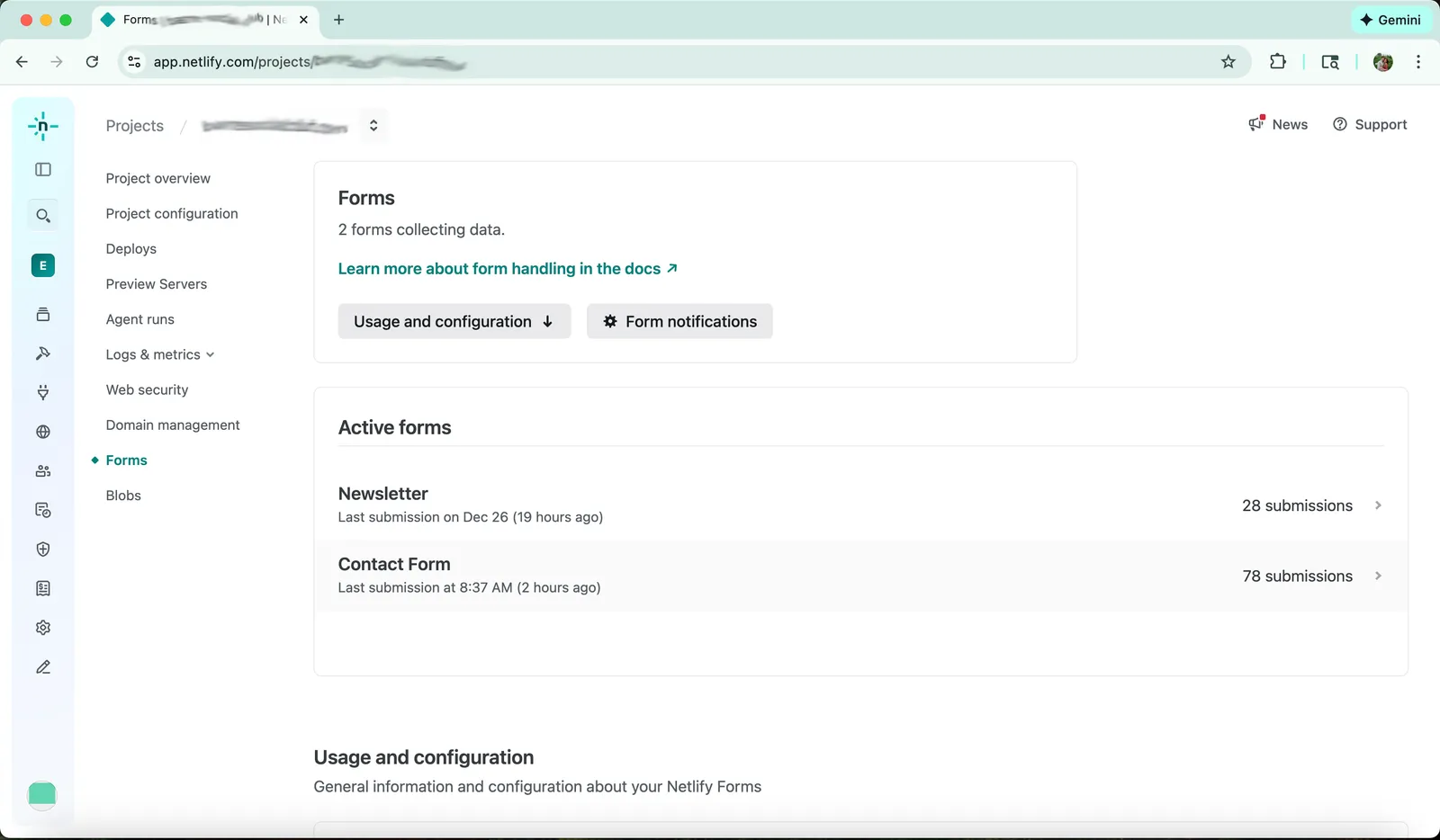 Form submission dashboard