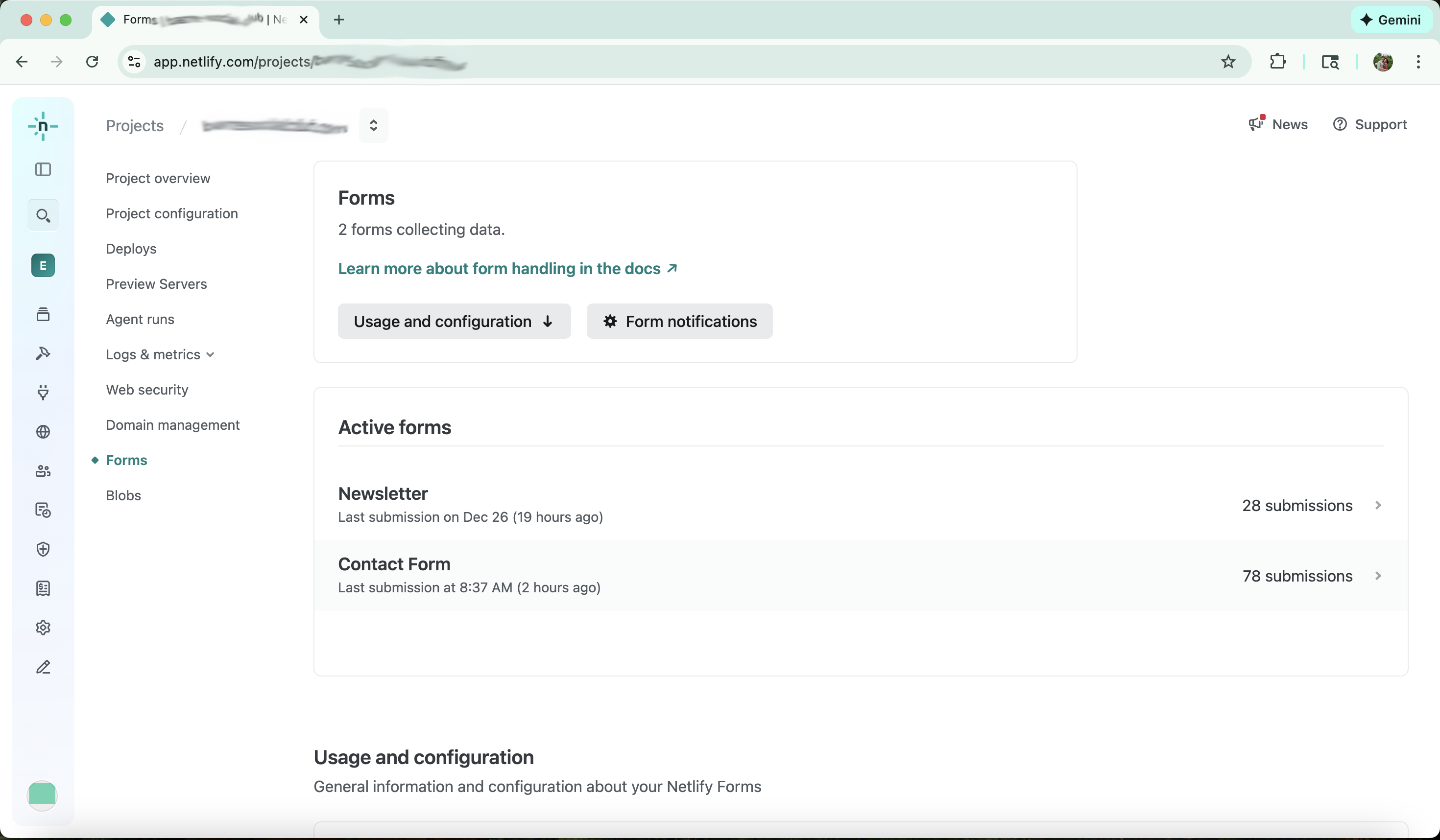 Form submission dashboard