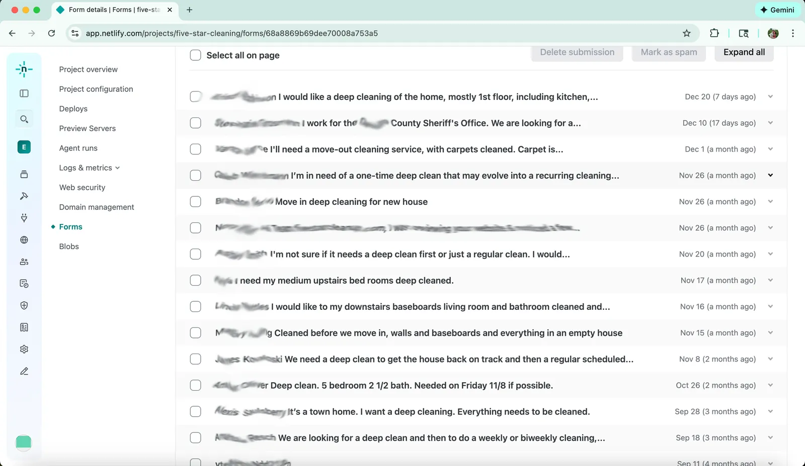 Form submissions proof