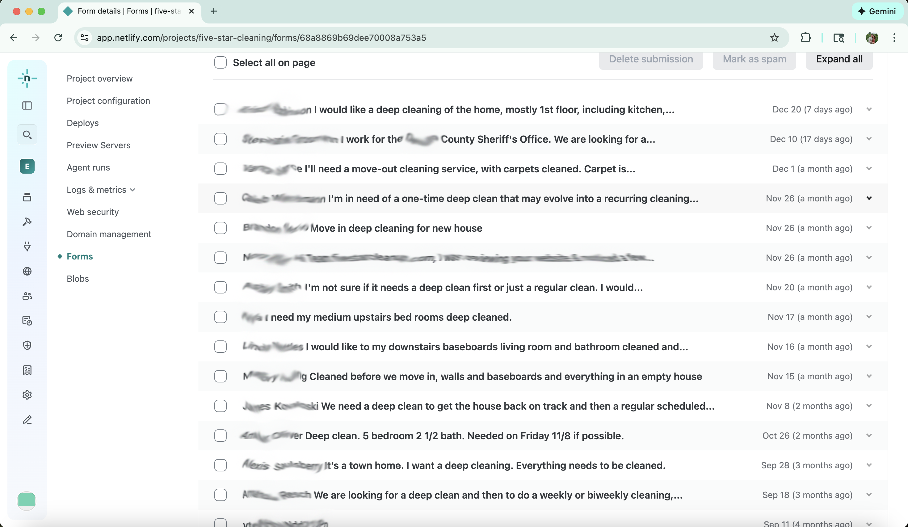Form submissions proof