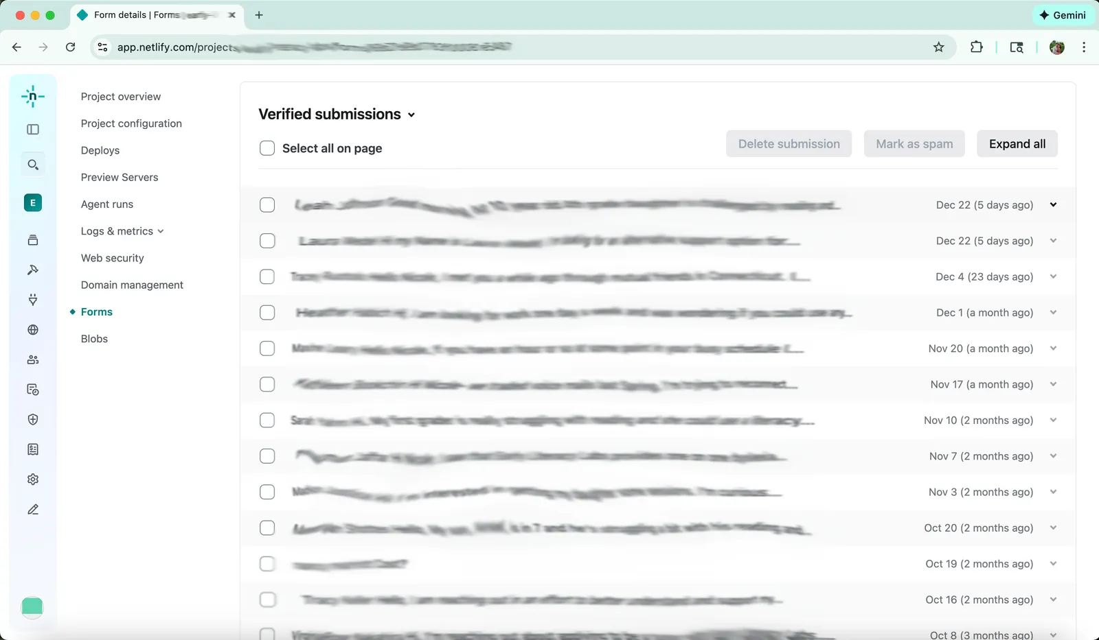Form submissions proof
