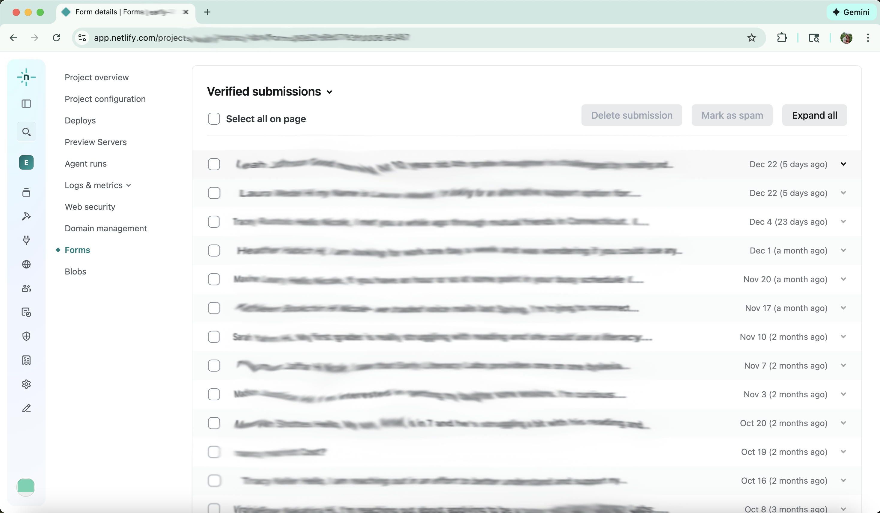 Form submissions proof