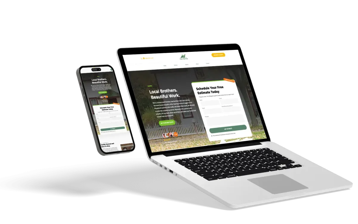 Custom website design in Vermont: an Esker Designs site shown on a laptop, tablet, and phone