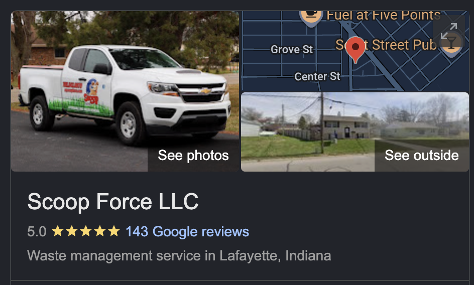 Google listing for the same contractor showing a 5.0 rating with 143 reviews after working with Esker Designs