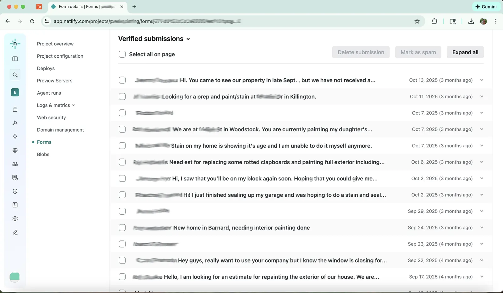 Form submissions proof