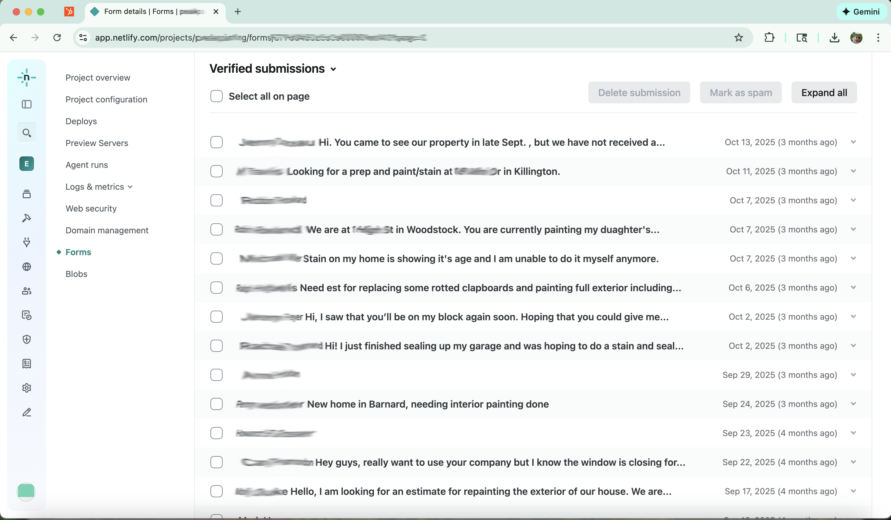 Form submissions proof