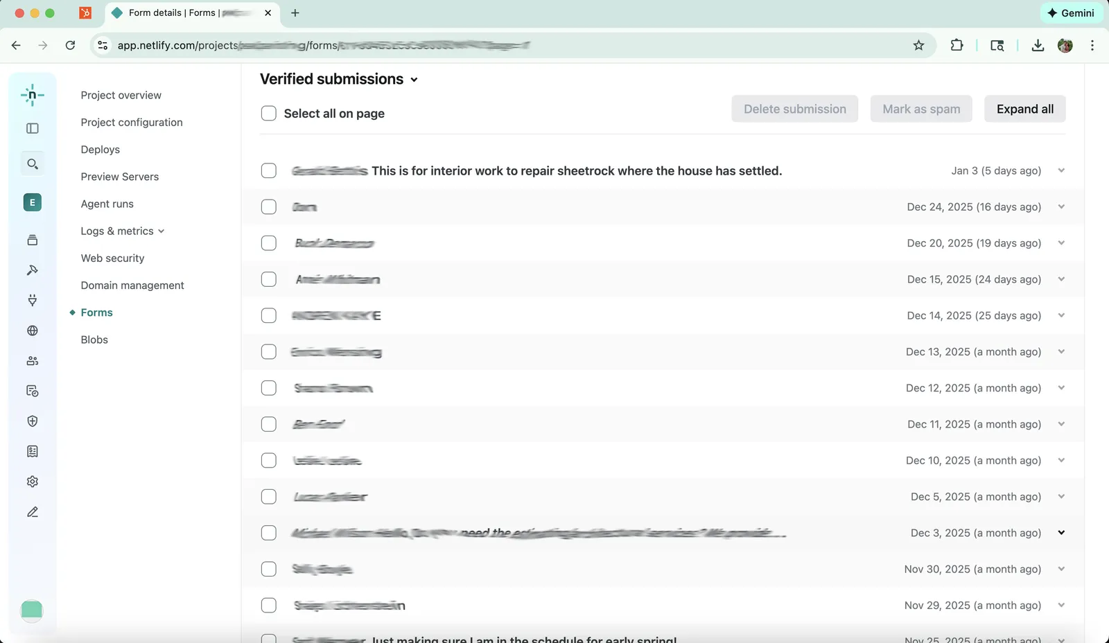 Form submissions proof