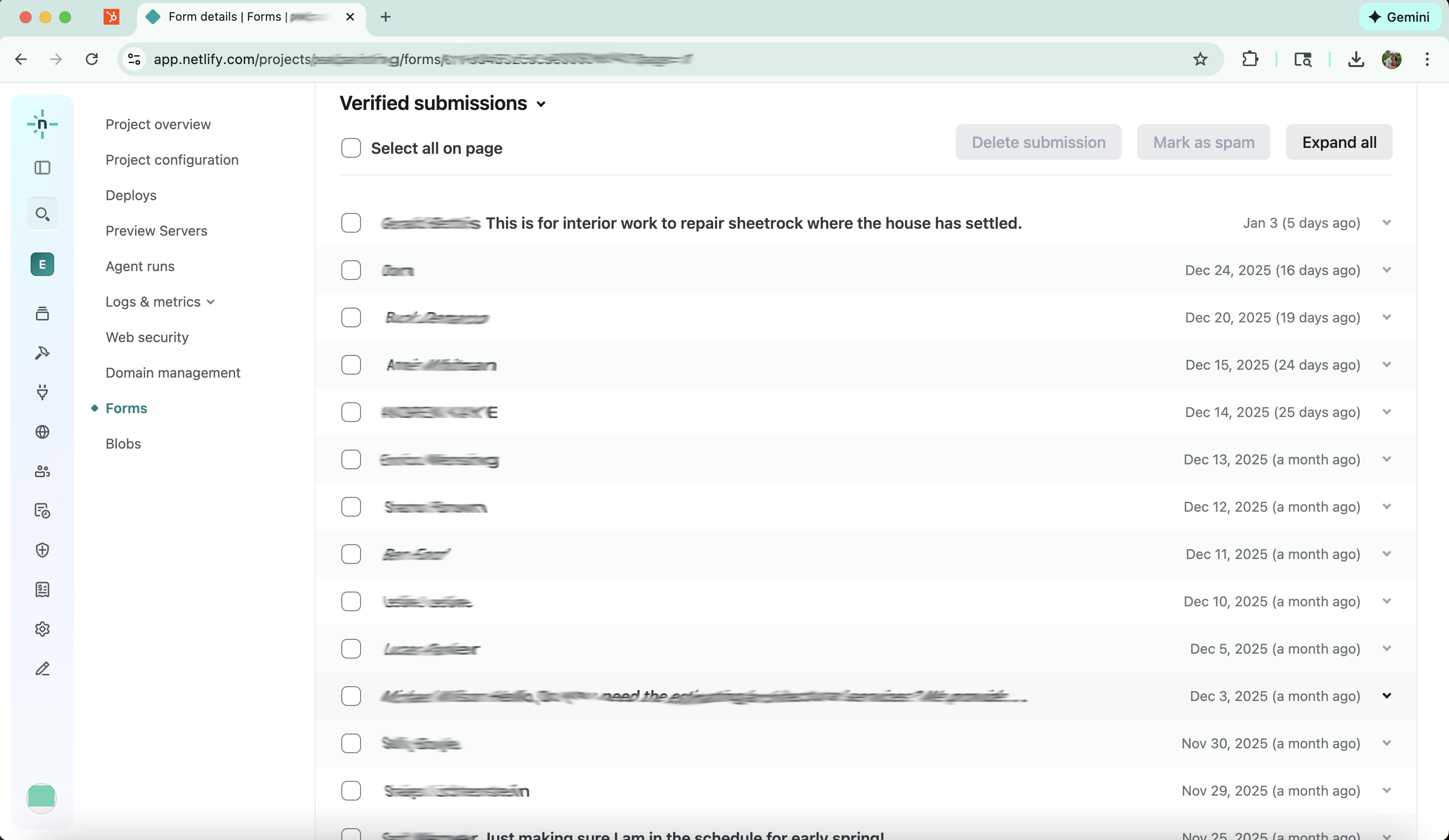 Form submissions proof